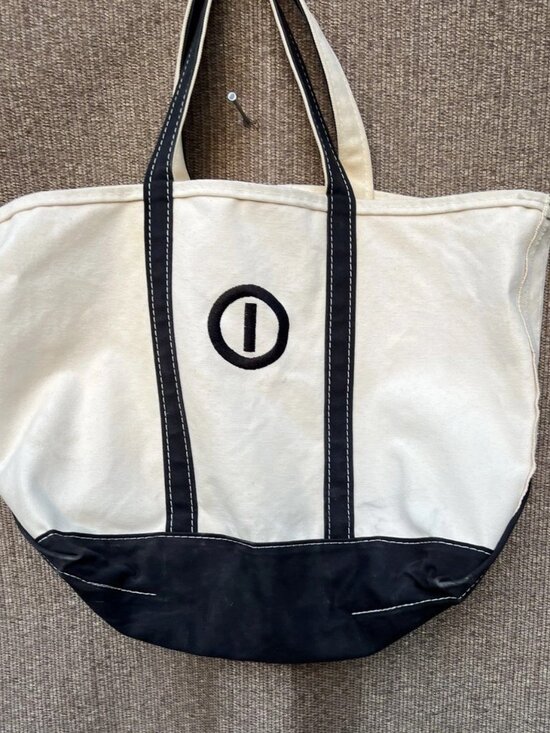 L.l.bean tote bag 80s - Gem Vintage LL Bean Boat Tote Canvas Bag Cream Black Trim Large Shopper Made USA